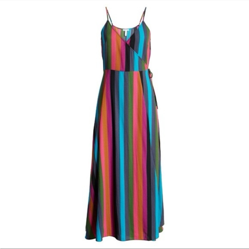Leith Striped Wrap Maxi Dress